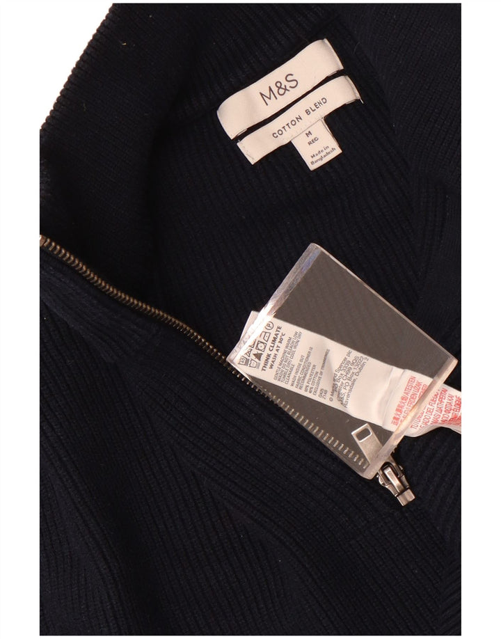 Marks & Spencer Womens Zip Neck Jumper Sweater UK 14 Medium Navy Blue
