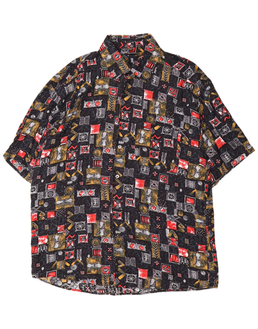 Tipo' S Mens Short Sleeve Shirt XL Black Patchwork Viscose