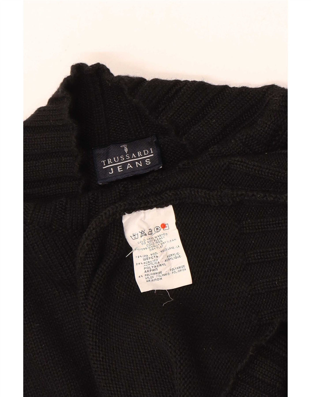 Trussardi Jeans Mens Turtle Neck Jumper Sweater Large Black Wool