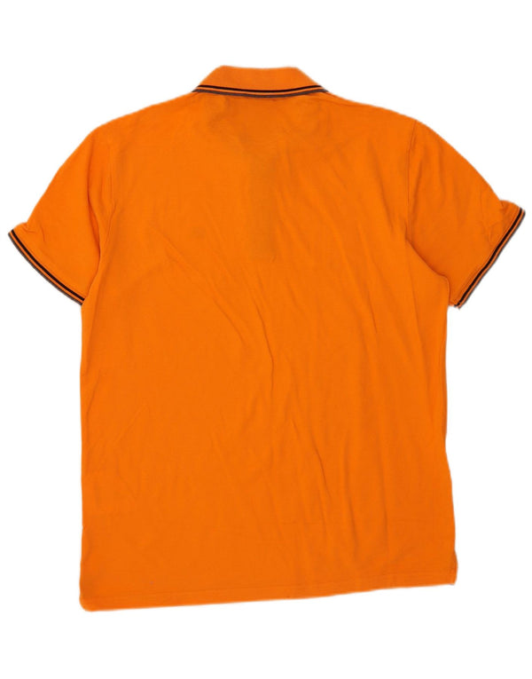 Champion Mens Polo Shirt Medium Orange Striped Cotton