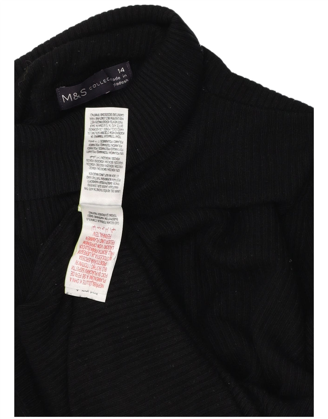 Marks & Spencer Womens Roll Neck Jumper Sweater UK 14 Medium Black Viscose