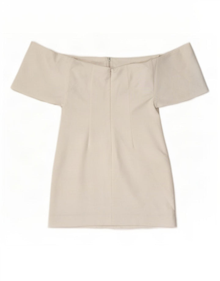 Zara Dame Mini Off Shoulder Kjole UK 8 Small White Polyester