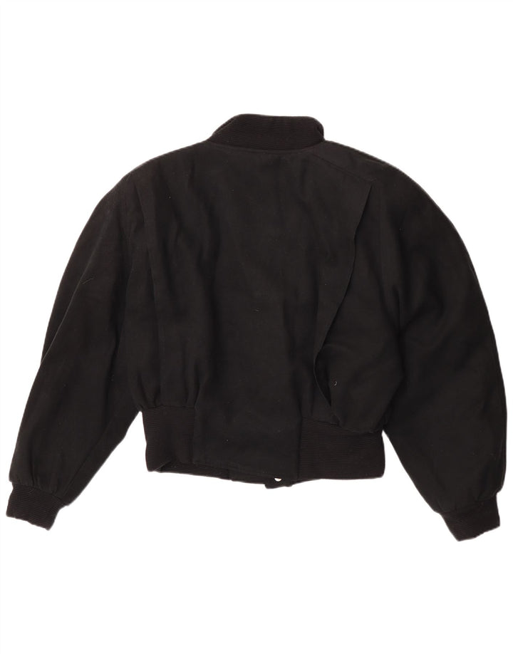 Vintage Womens Bomber Jacket IT 44 Medium Black Polyester