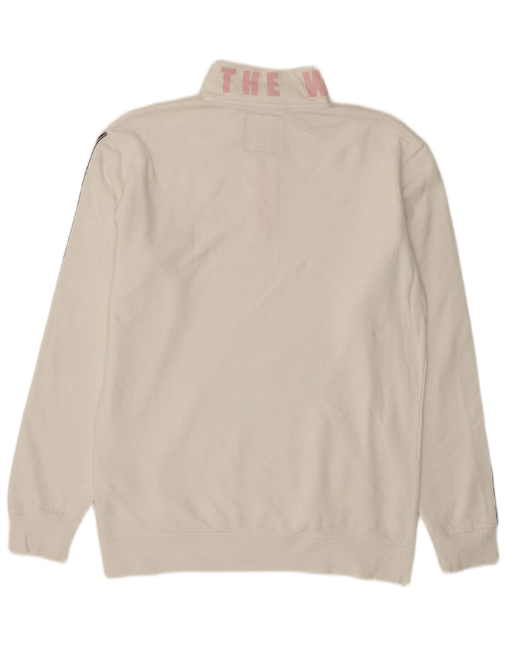 VANS Mens Graphic Zip Neck Sweatshirt Jumper Medium White Cotton