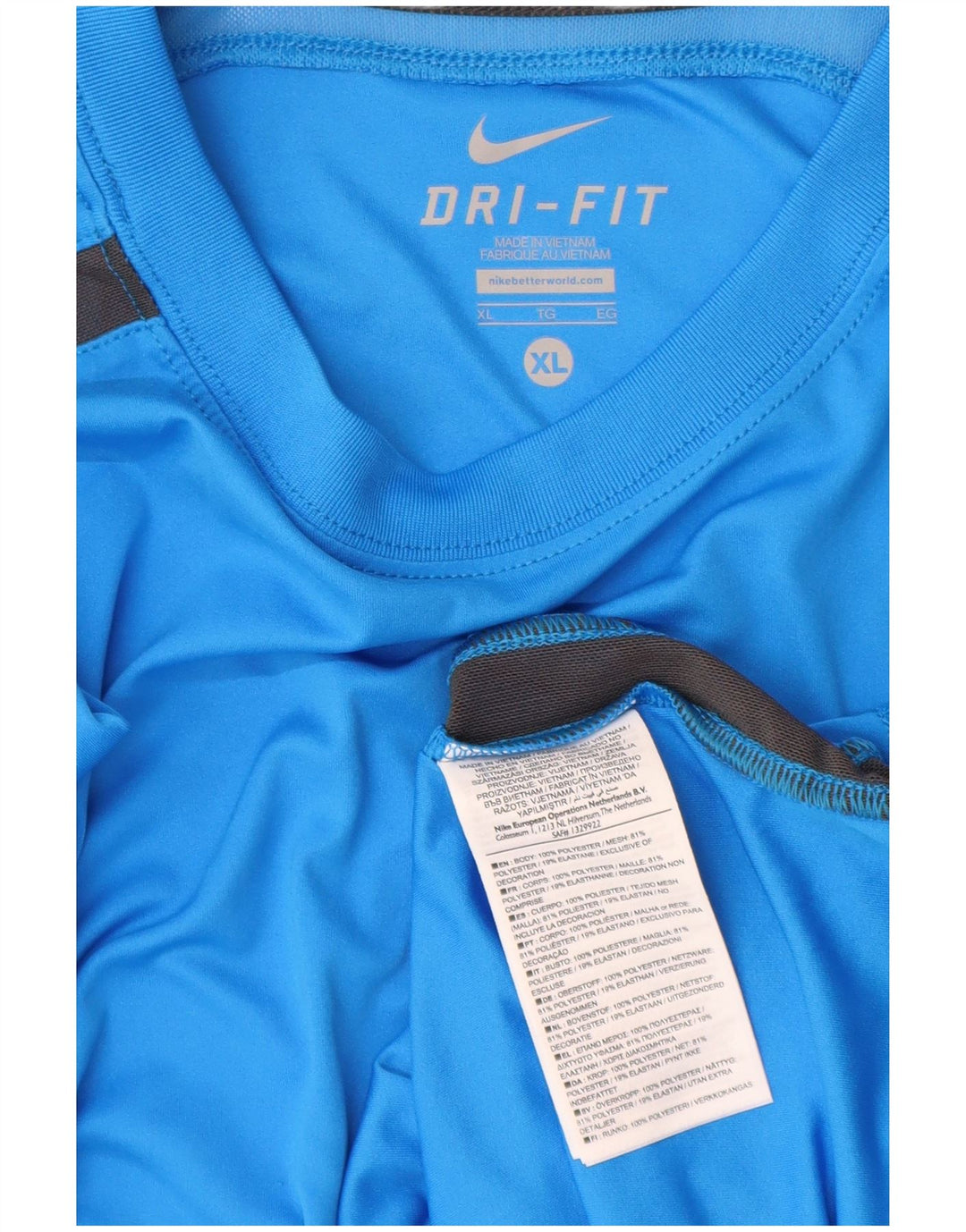 NIKE Herre Dri Fit T-Shirt Top XL Blå Polyester