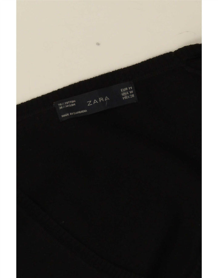 Zara Womens Bolero Jumper UK 12 Medium Black Cotton
