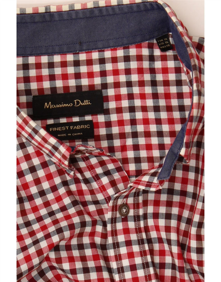 MASSIMO DUTTI Mens Shirt XL Red Check Cotton Vintage Massimo Dutti and Second-Hand Massimo Dutti from Messina Hembry 
