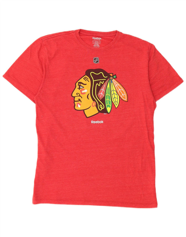 Reebok Mens Chicago Blackhawks Graphic T-Shirt Top Large Red Polyester