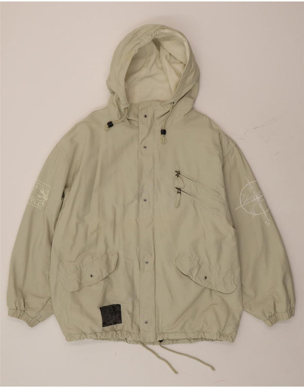 XS Exes Chaqueta cortavientos con capucha y estampado holgado para hombre UK 36 Small Green