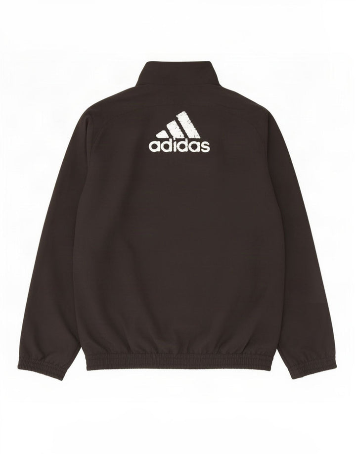 Adidas Boys Graphic Tracksuit Top Jacket 11-12 Years Black Polyester