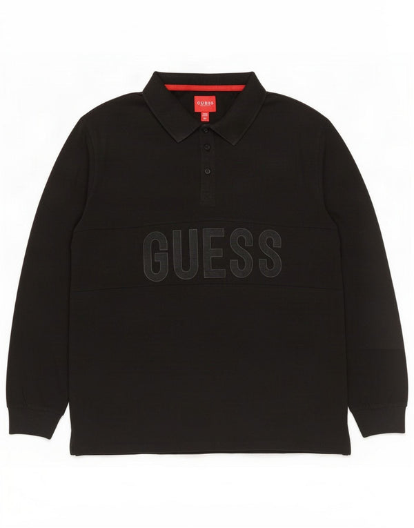 Camas polo cu mânecă lungă pentru bărbați Guess, 2XL, bumbac negru