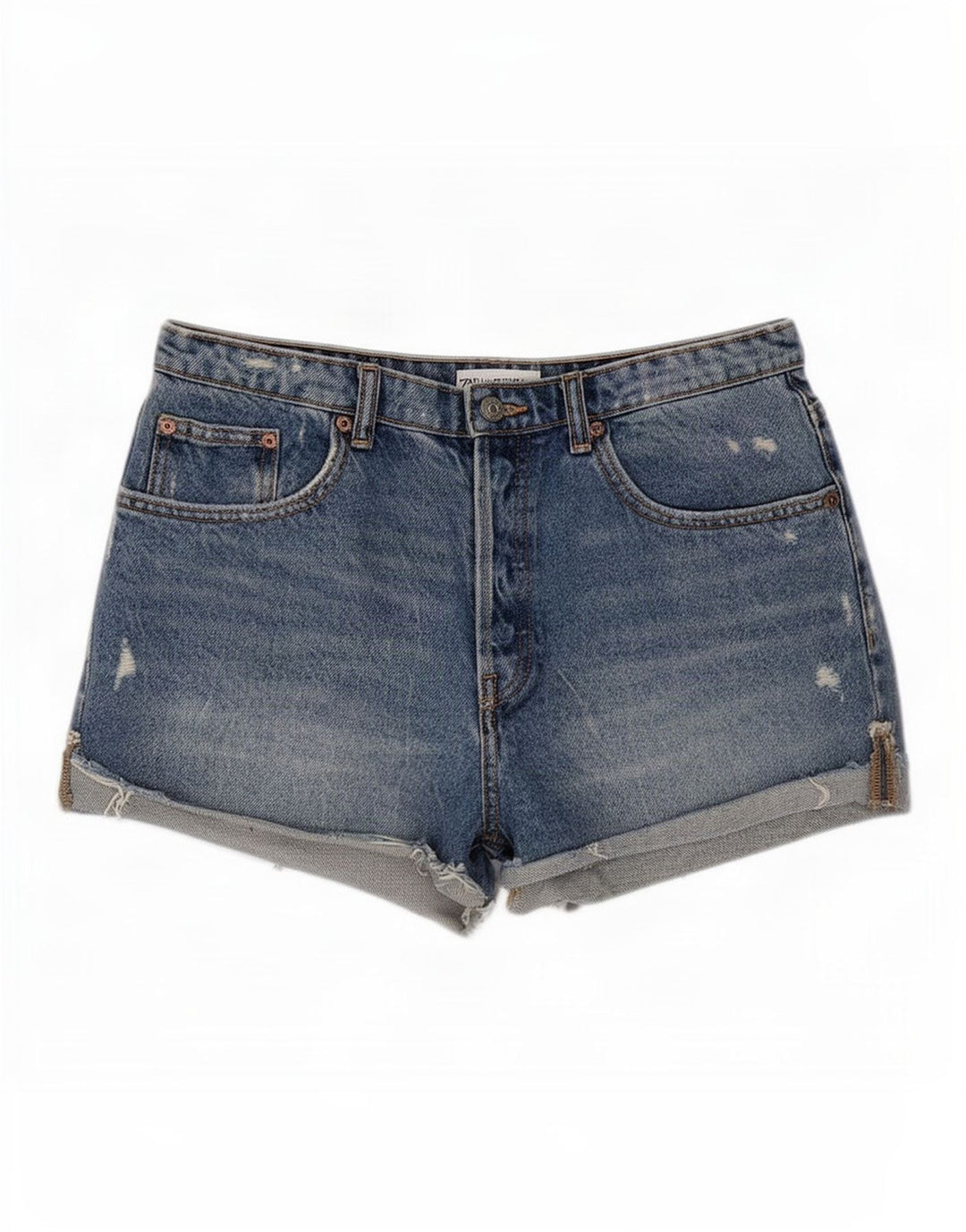Zara Womens Distressed Denim Shorts EU 40 Medium W30 Blue