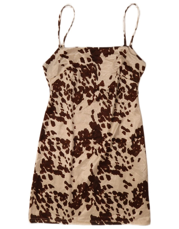 Urban Outfitters Damen-Slipkleid (UK 12) in Mittelbraun mit Animal-Print