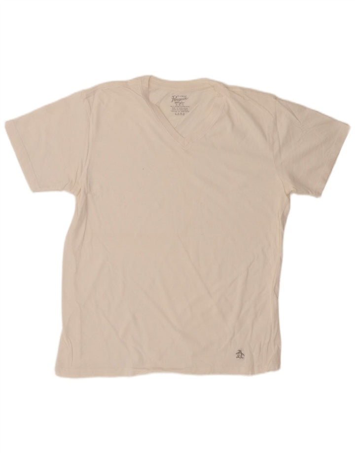 PENGUIN Mens T-Shirt Top Medium White Cotton