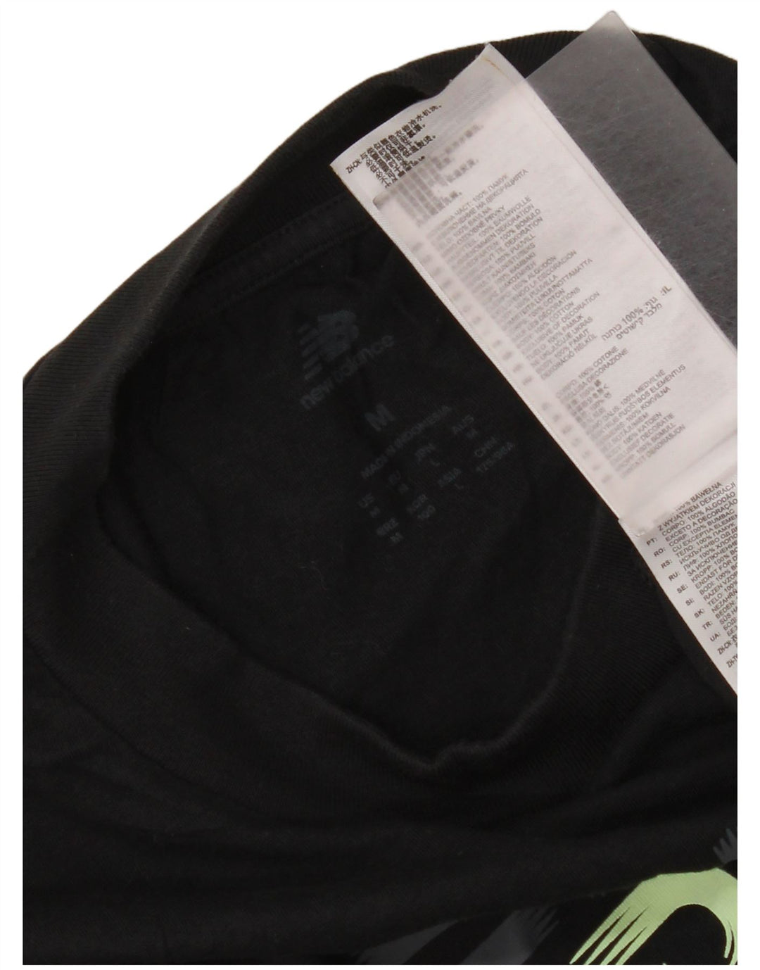 New Balance Mens Graphic T-Shirt Top Medium Black Cotton