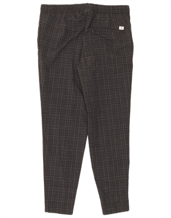 Jack & Jones Mens Slim Chino Trousers Large Grey Check Polyester