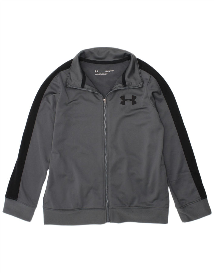 Chłopięca kurtka dresowa UNDER ARMOUR 7-8 lat, mała, szara, z blokami kolorów