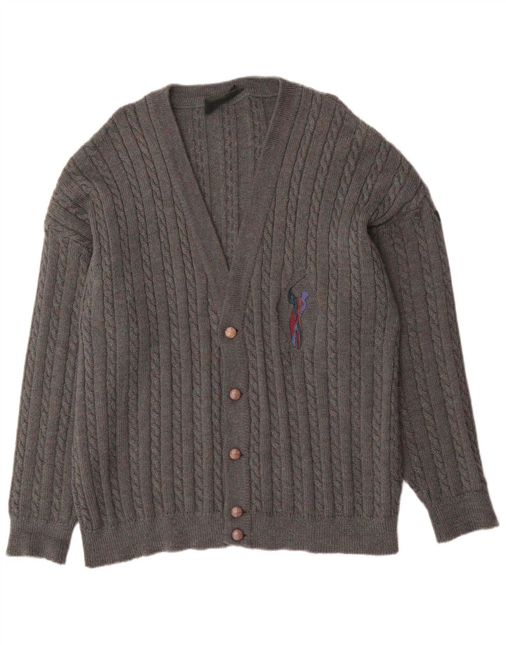 Vintage Mens Cardigan Sweater XL Grey