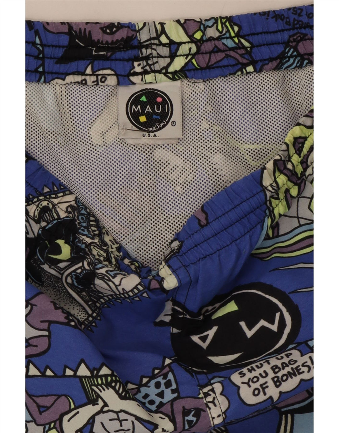 Maui and Sons Mens Graphic Swimming Shorts Medium  Blue Nylon