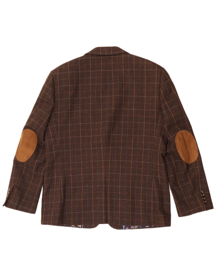 Harvey & Jones Mens Regular Fit Blazer Jacket UK 46 3XL Brown Check