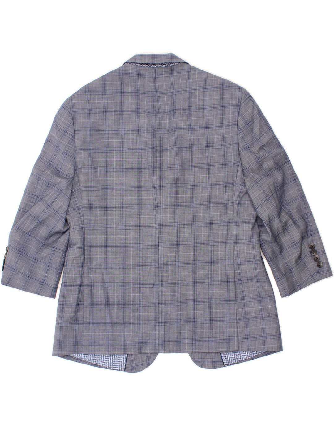 PENGUIN Mens 2 Button 3/4 Sleeve Blazer Jacket UK 42 XL Blue Check Wool Vintage Penguin and Second-Hand Penguin from Messina Hembry 