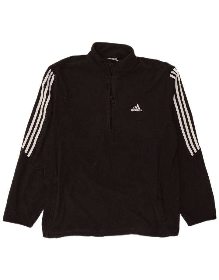 Adidas Mens Zip Neck Fleece Jumper XL Black Polyester