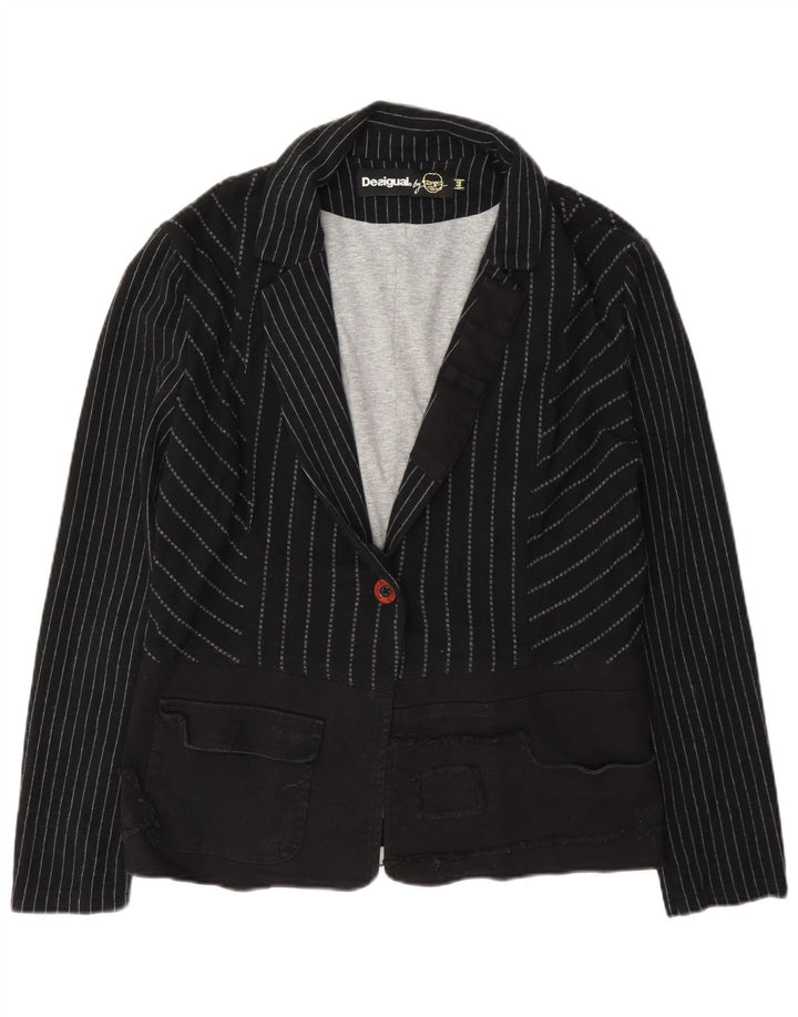 Giacca blazer da donna a 1 bottone Desigual EU 44 XL viscosa a righe grigie