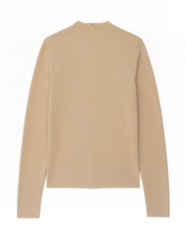 Zara Damen Crop Top Langarm UK 14 Large Beige Viskose