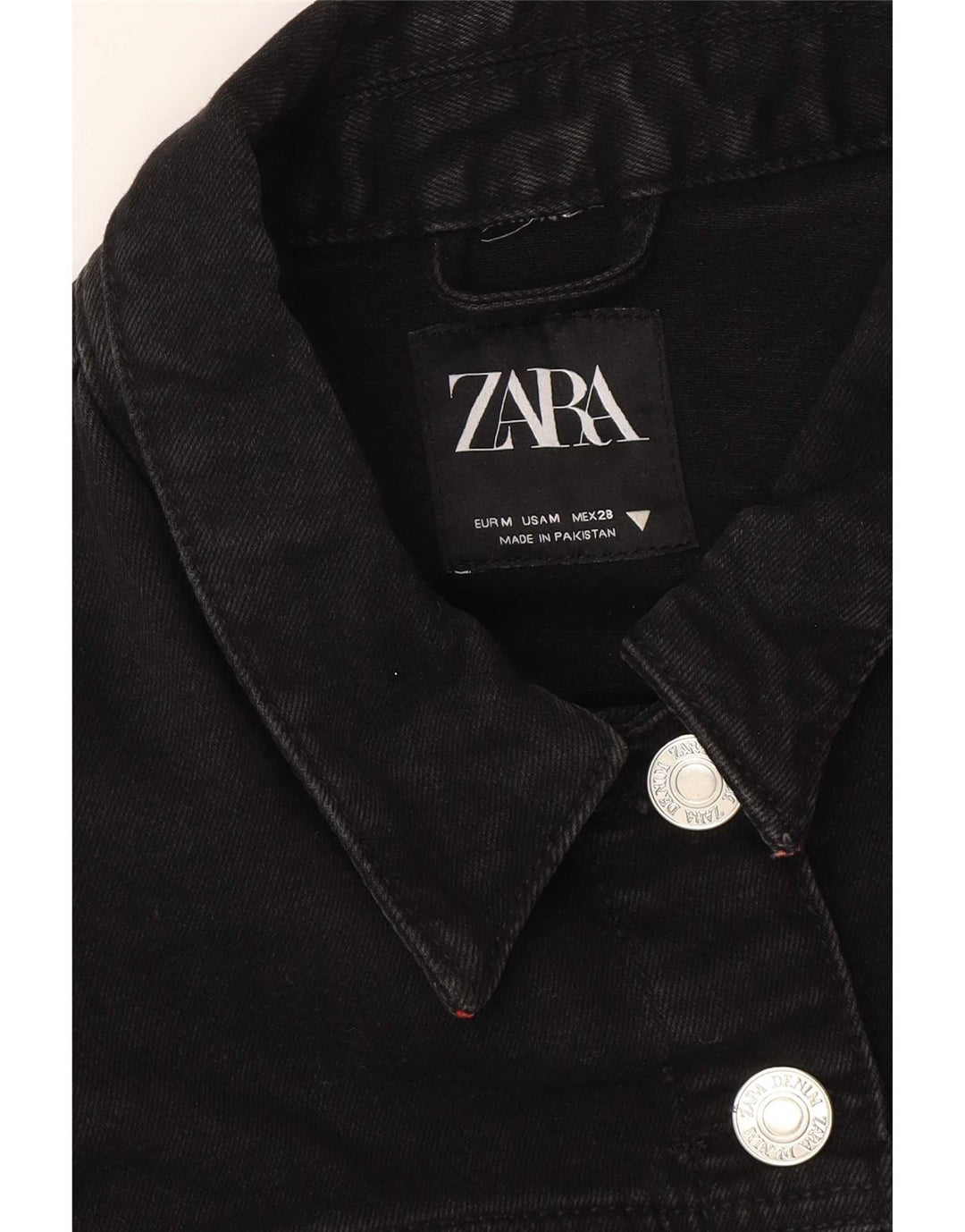Zara Womens Crop Oversized Denim Jacket UK 14 Medium Black