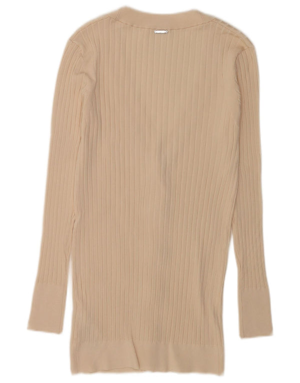 Guess Damen Longline-Cardigan-Pullover UK 8 Small Beige Viskose