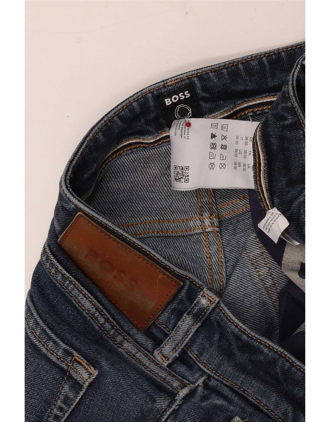 Hugo Boss Mens Straight Jeans W36 L30 Blue Cotton