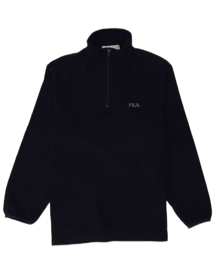 Maglione in pile da uomo FILA con zip e collo piccolo in poliestere blu navy