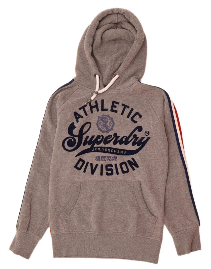 SUPERDRY moletom com capuz masculino gráfico XS algodão cinza