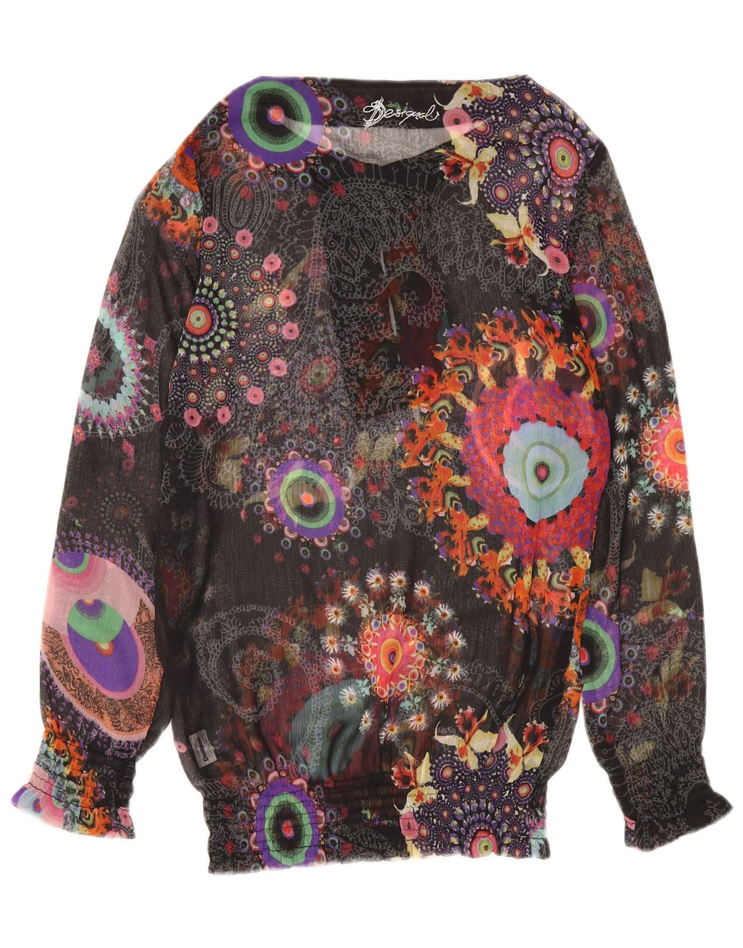 Desigual Womens See Through Blouse Top UK 12 Medium multicolore floreale