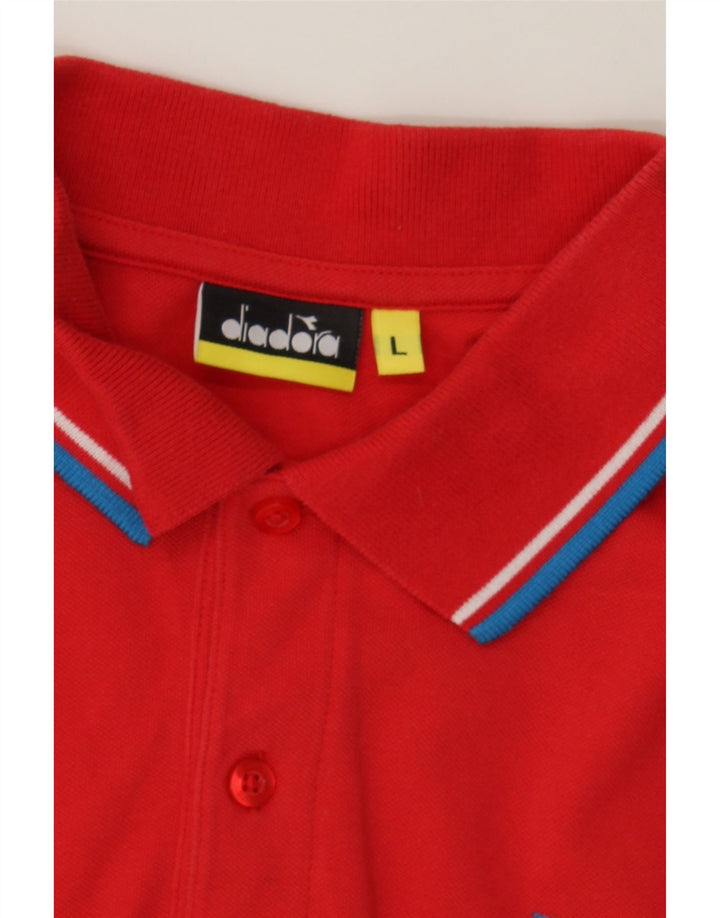 DIADORA Mens Polo Shirt Large Red Cotton Vintage Diadora and Second-Hand Diadora from Messina Hembry 