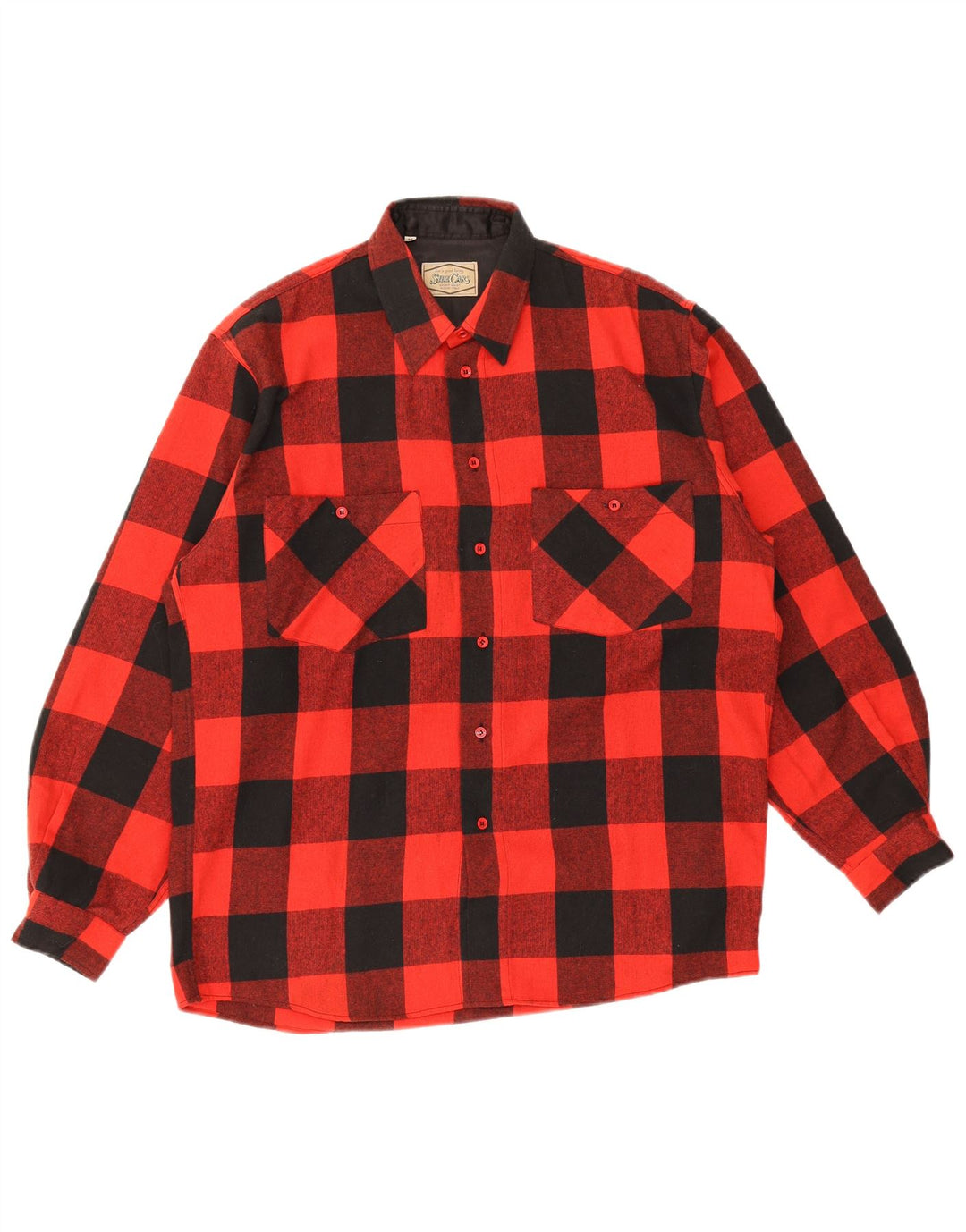 Camicia vintage da uomo in flanella a quadri rossi medi