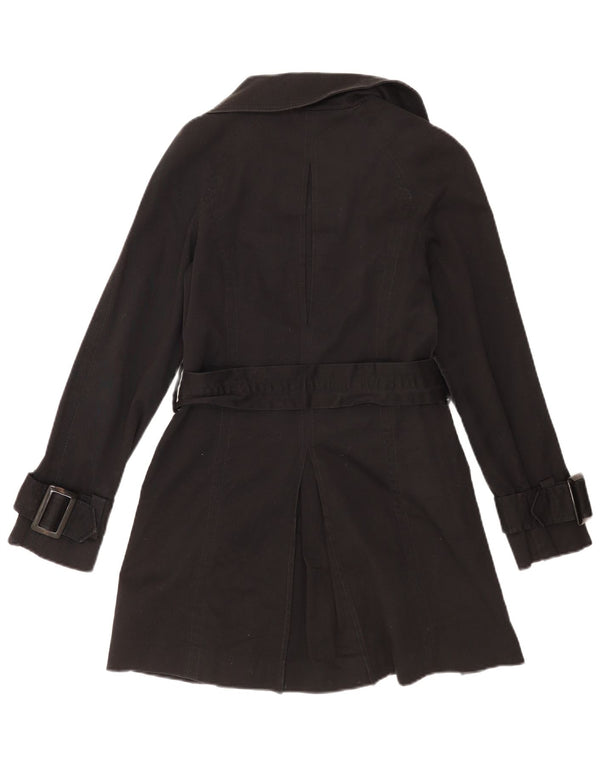 Zara Damen Mantel UK 6 XS Schwarz Baumwolle