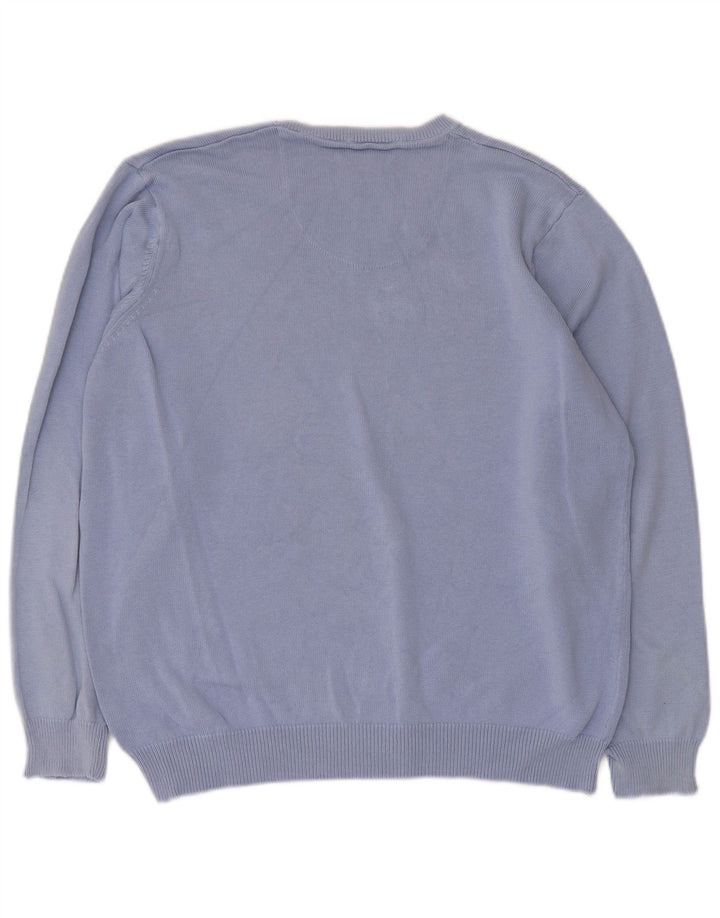 Marks & Spencer Mens Blue Harbour V-Neck Jumper Sweater Large Blue Cotton