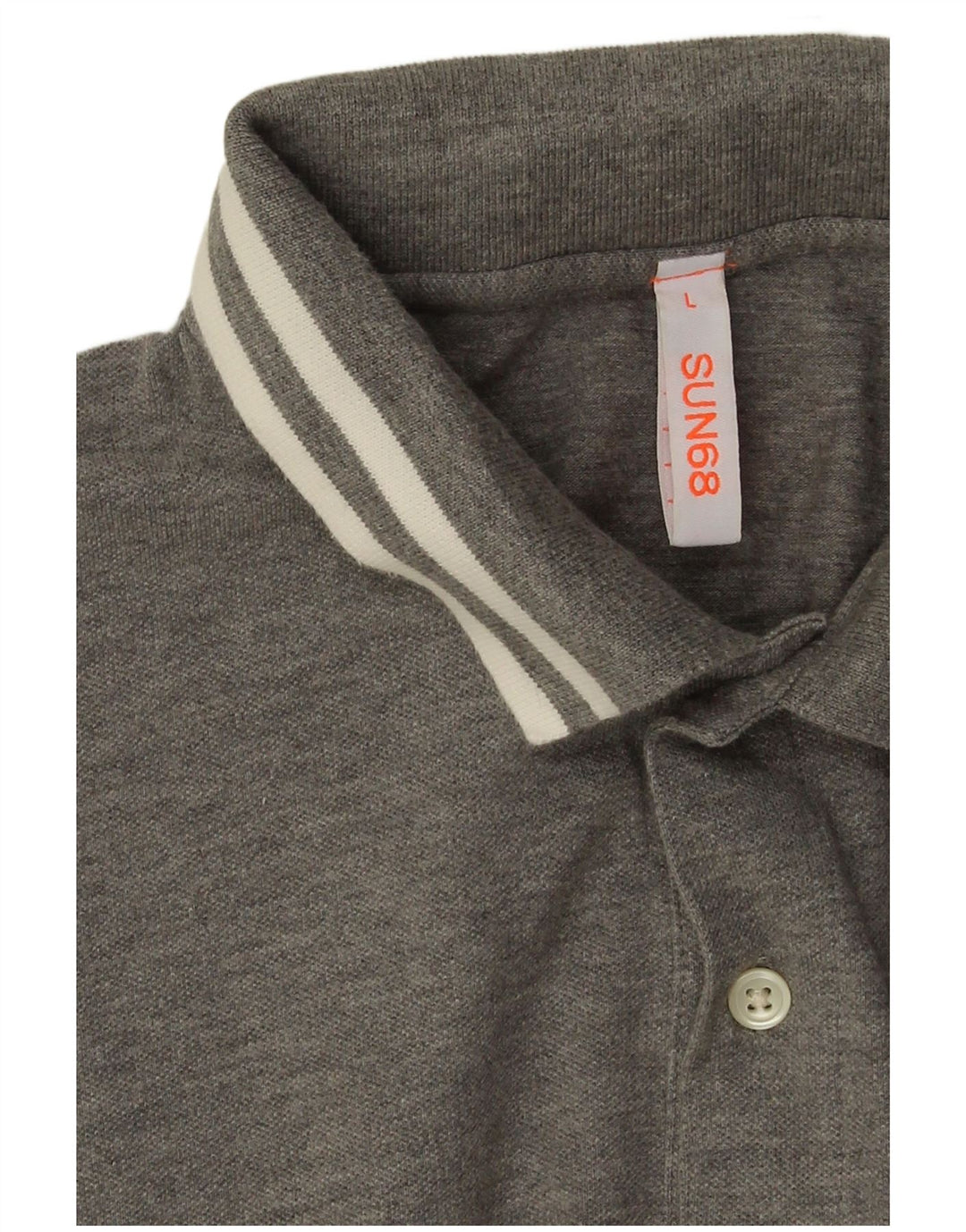 Sun68 Mens Polo Shirt Large Grey Flecked Cotton