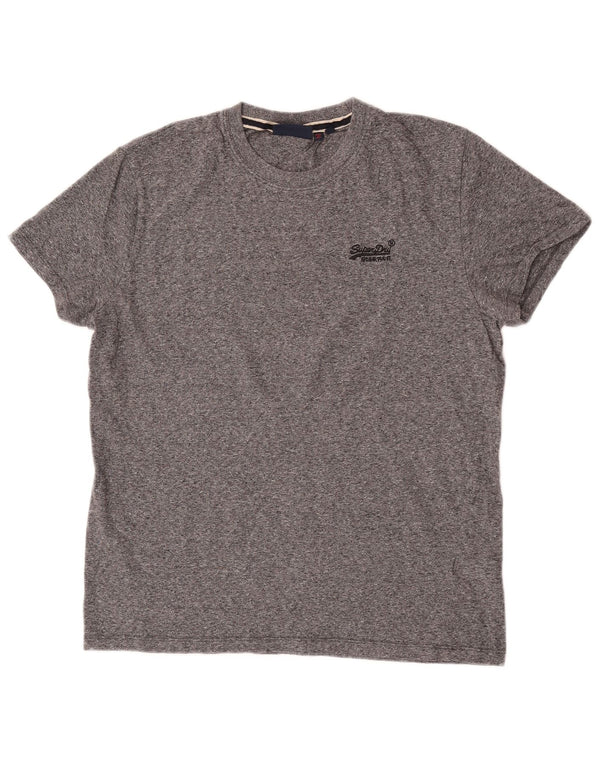 Superdry Camiseta para hombre Top grande de algodón moteado gris