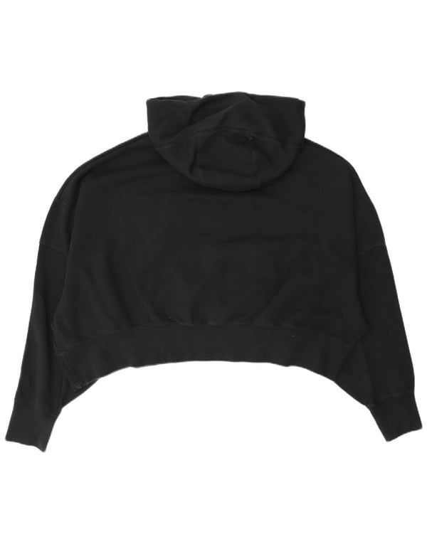 Felpa con cappuccio oversize corta da donna Nike UK 14 cotone nero medio