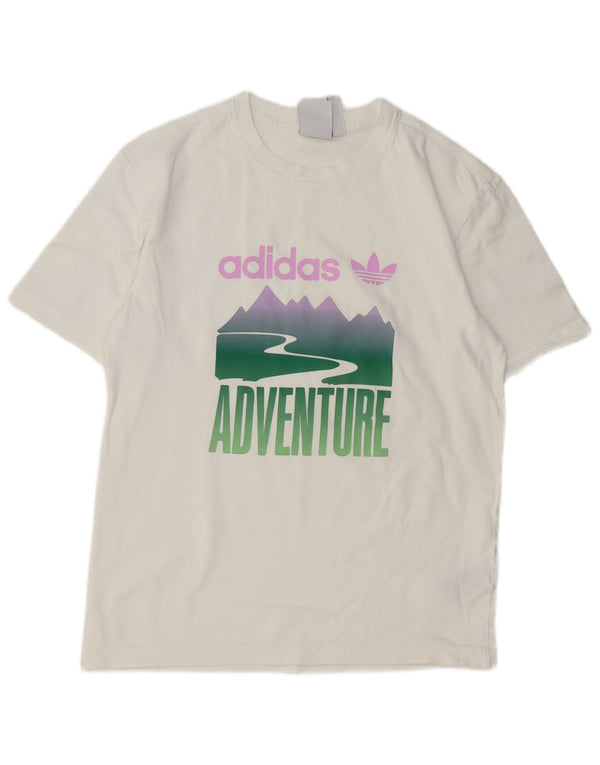 Adidas Mens Graphic T-Shirt Top XS White Cotton