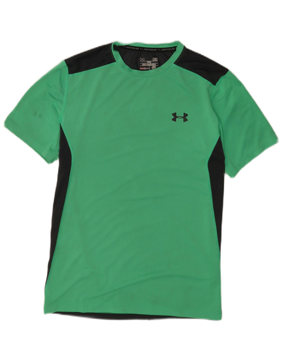 Under Armour Mens Heat Gear T-Shirt Top Medium Green Colourblock Polyester
