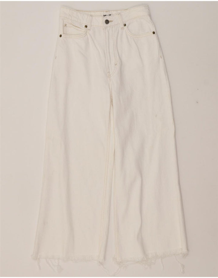 LEE Womens Loose Fit Cropped Jeans US 2 XS W26 L23 White Cotton Vintage Lee and Second-Hand Lee from Messina Hembry 