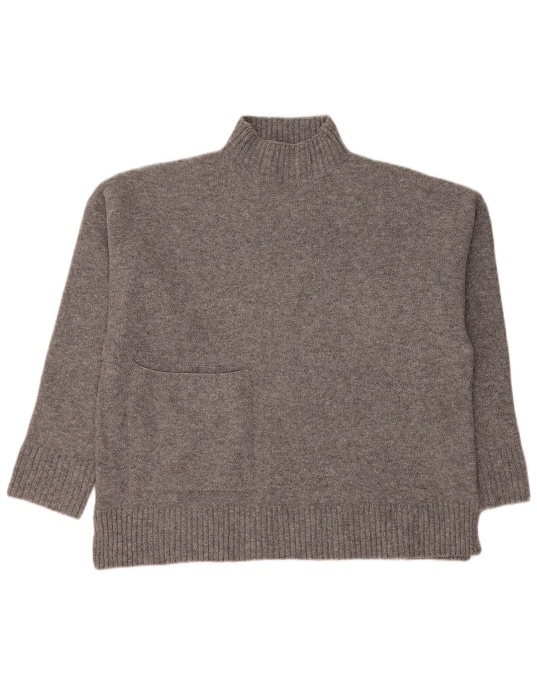 Zara Womens Oversized Turtle Neck Jumper Sweater UK 10 Small Grey Acrylic