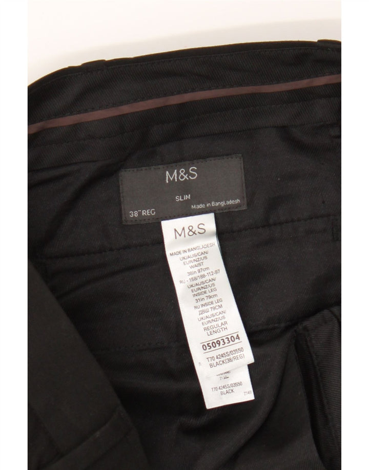 Marks & Spencer Herre Slim Chino Bukser W38 L31 Sort Polyester