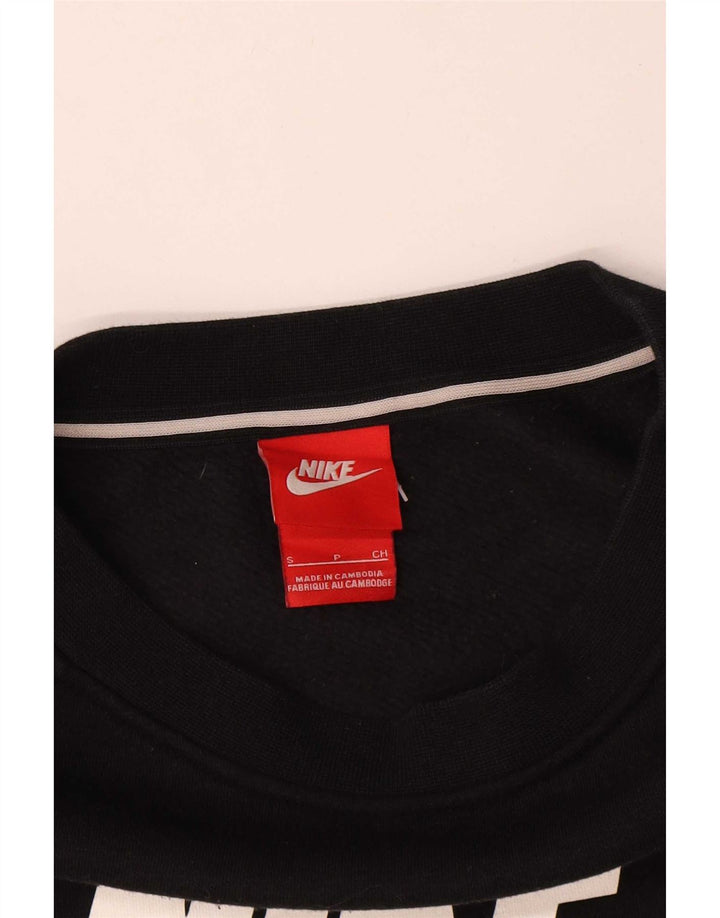 Nike Womens Graphic Oversized Sweatshirt Jumper UK 10 Small Black Cotton