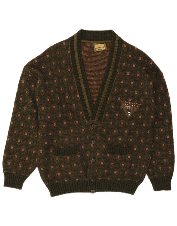 Il Granchio Mens Cardigan Sweater Large Green Geometric Acrylic