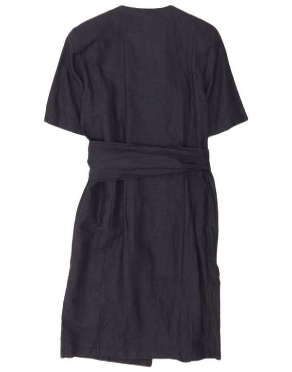 Vanessa Womens Short Sleeves Shirt Dress IT 44 Medium Navy Blue Cotton