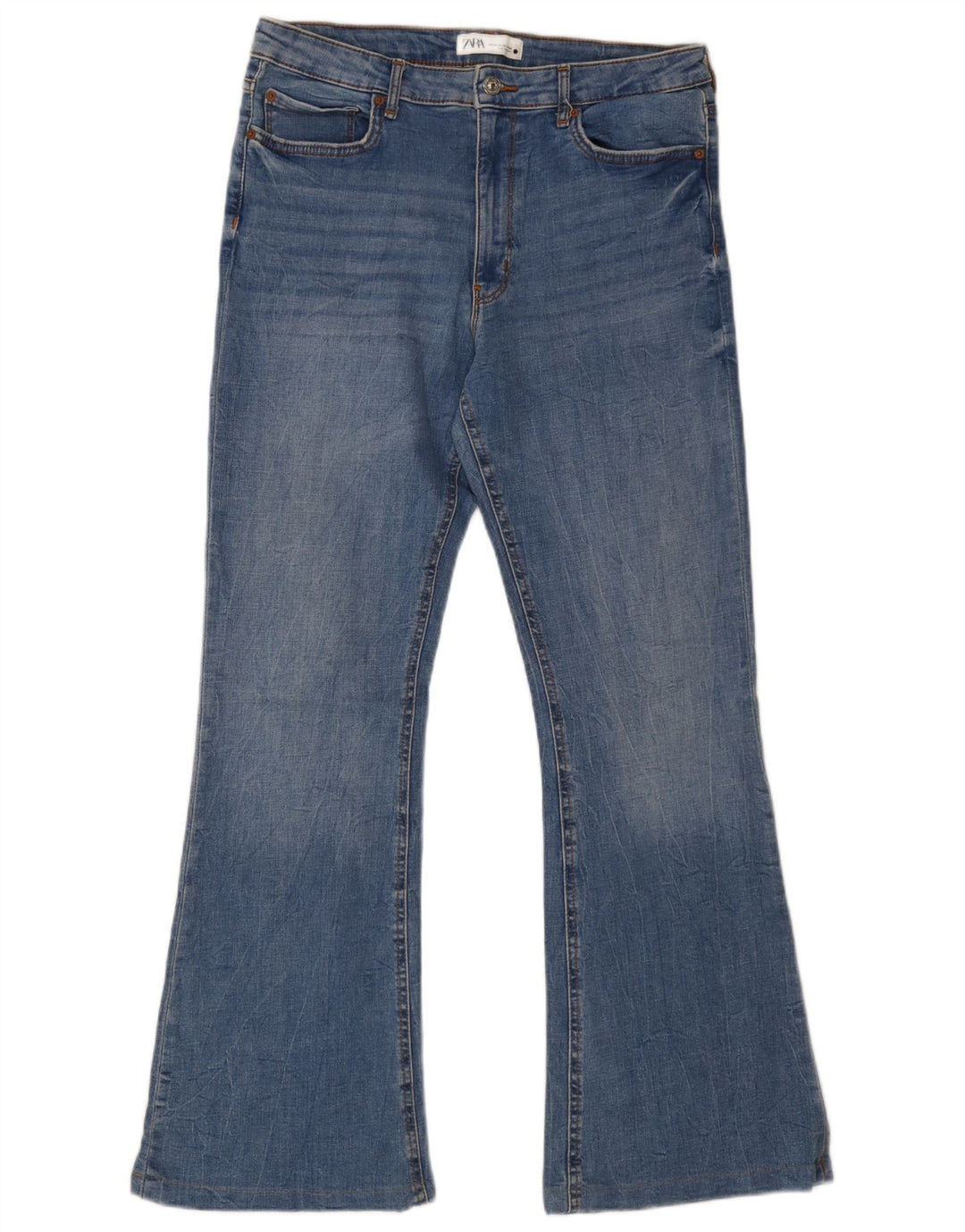 Zara Womens Flared Jeans EU 44 XL W34 L31 Blue Cotton